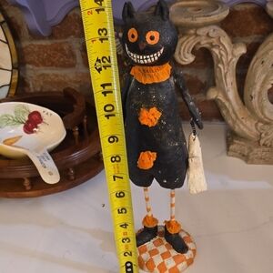 Whimsical Black and Orange Cat Figurine